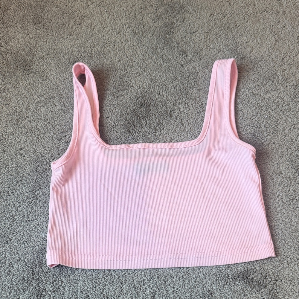 SHEIN Light Pink Ribbed Crop Top SIZE M